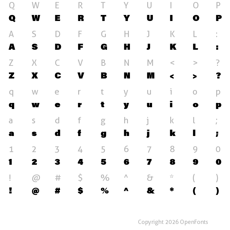 Character Map of Acumin Pro Ultra Black
