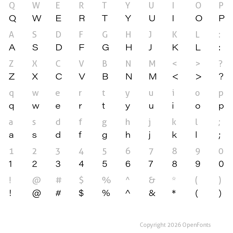 Character Map of Acumin Pro Wide Light