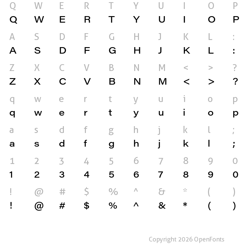 Character Map of Acumin Pro Wide Medium