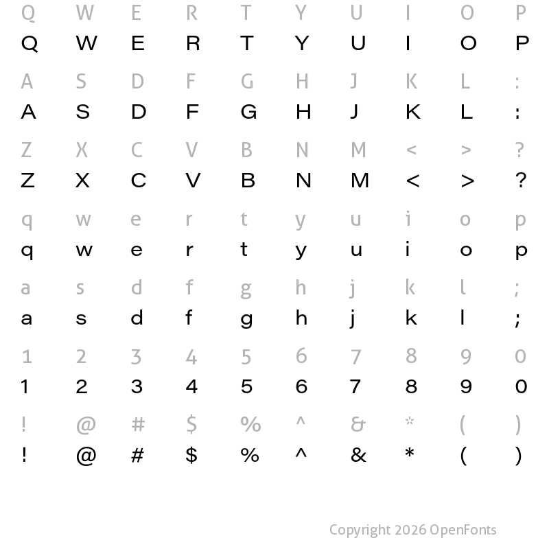 Character Map of Acumin Pro Wide Regular