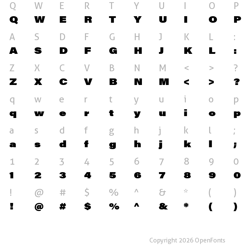 Character Map of Acumin Pro Wide Ultra Black