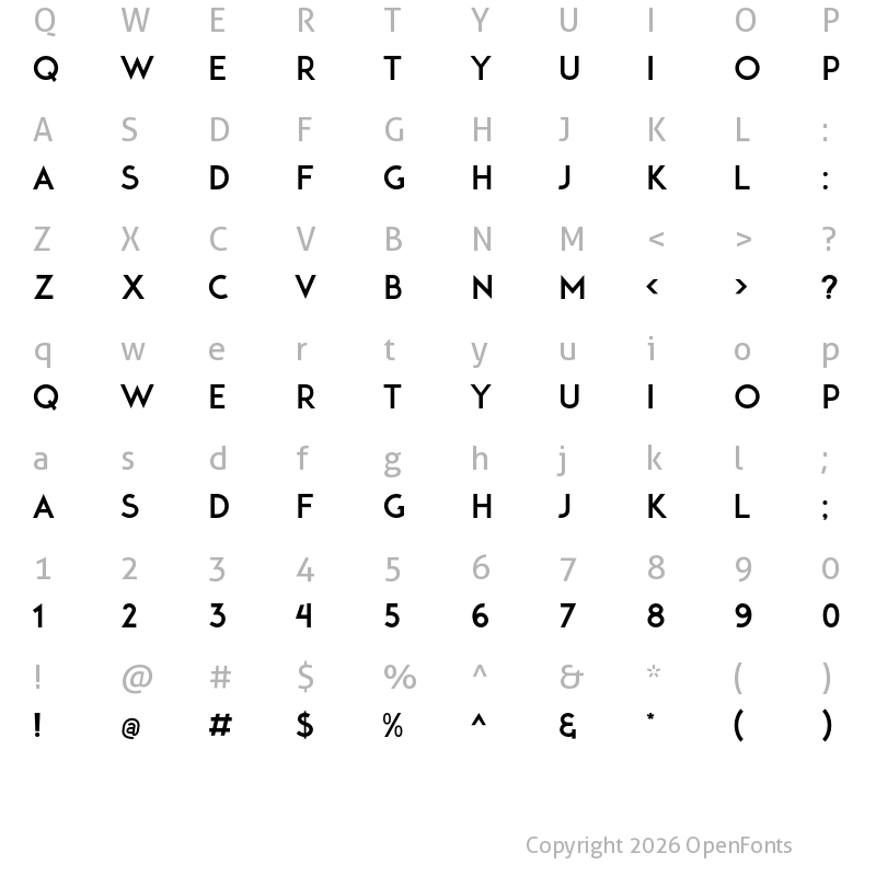 Character Map of ADAM Regular