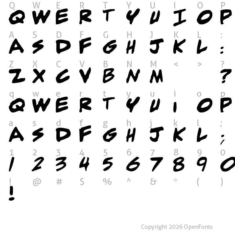 Character Map of adam warren 0.2 Bold Italic