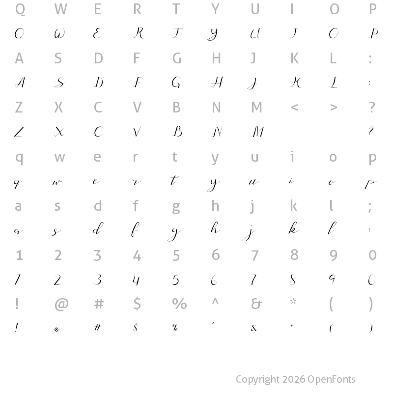 Character Map of Adamenya Regular