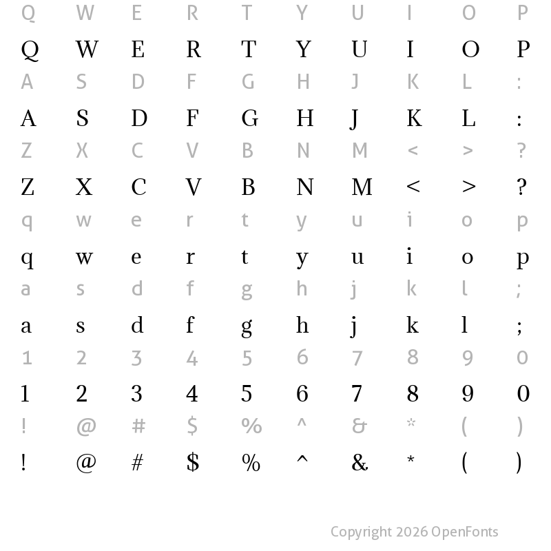 Character Map of Adamina Regular