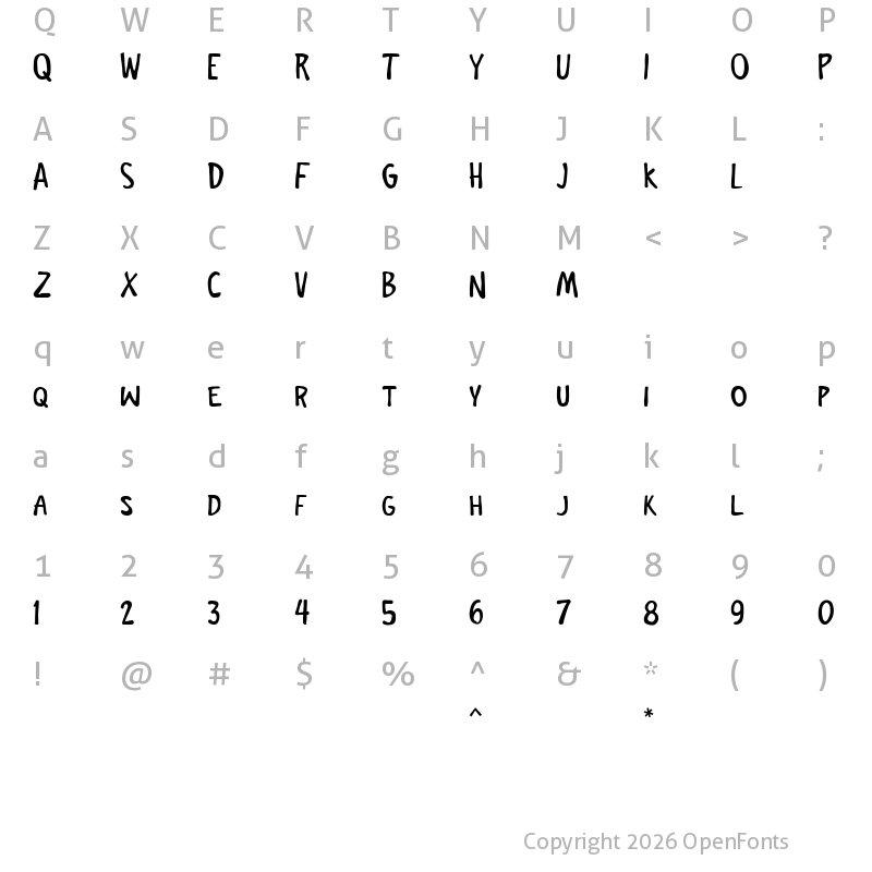 Character Map of Adams Reline Demo Regular