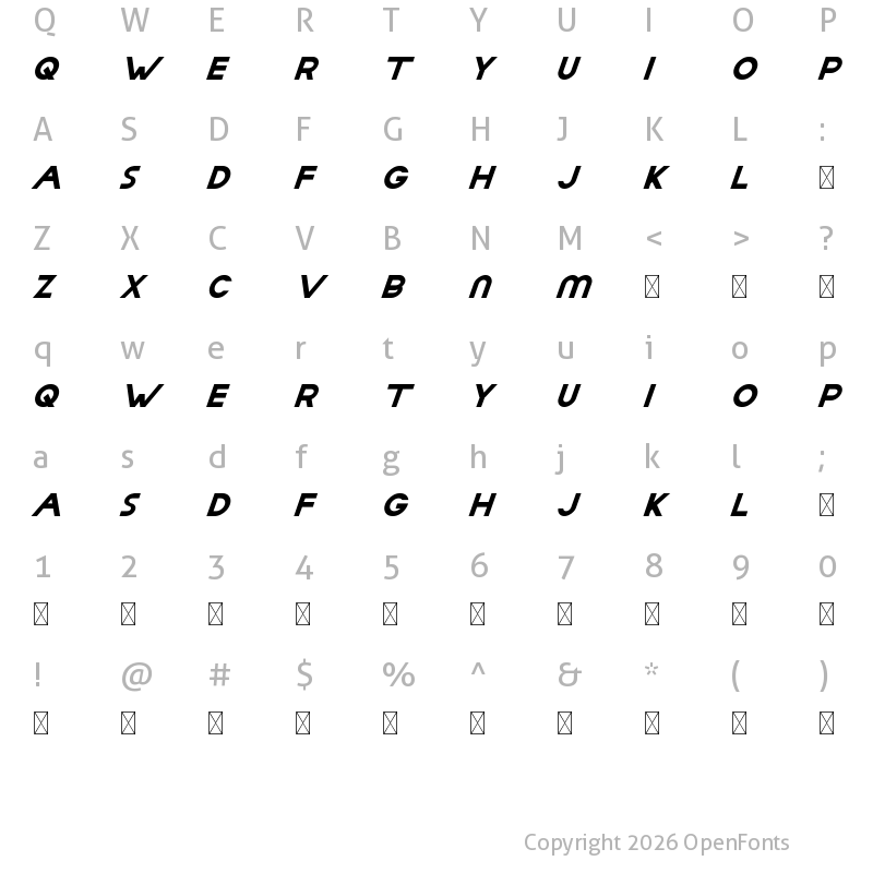 Character Map of Aday Demo Italic