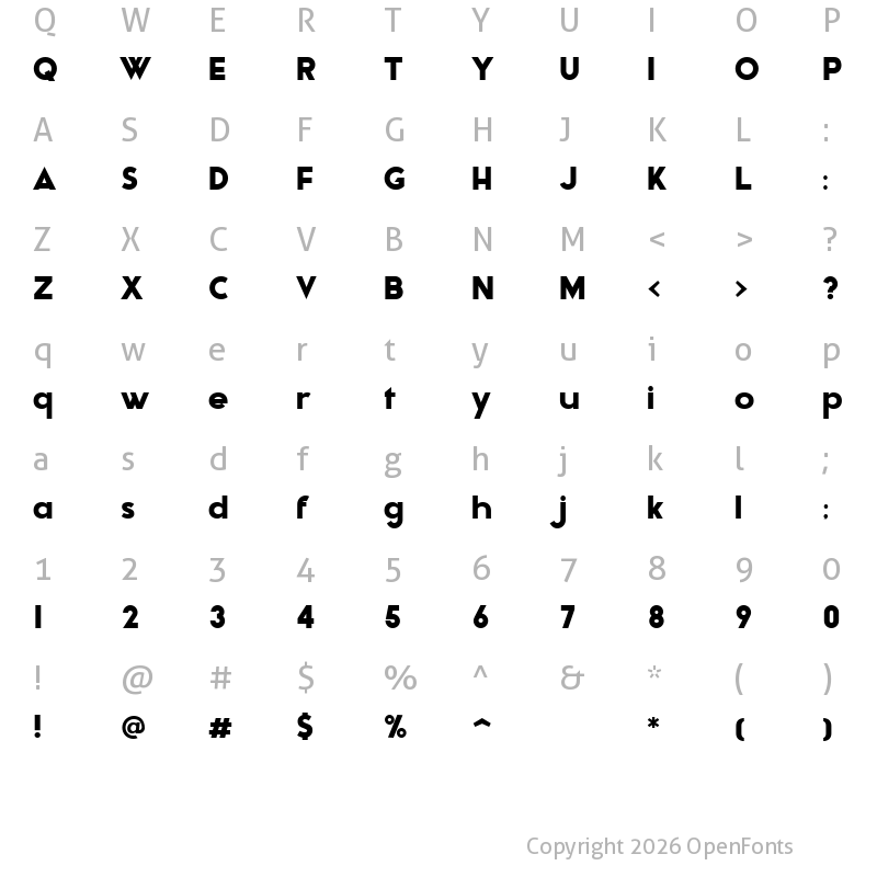 Character Map of Adca Regular