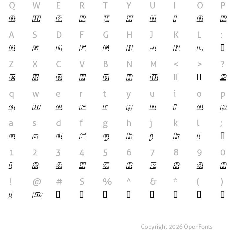Character Map of AddLoops Outline