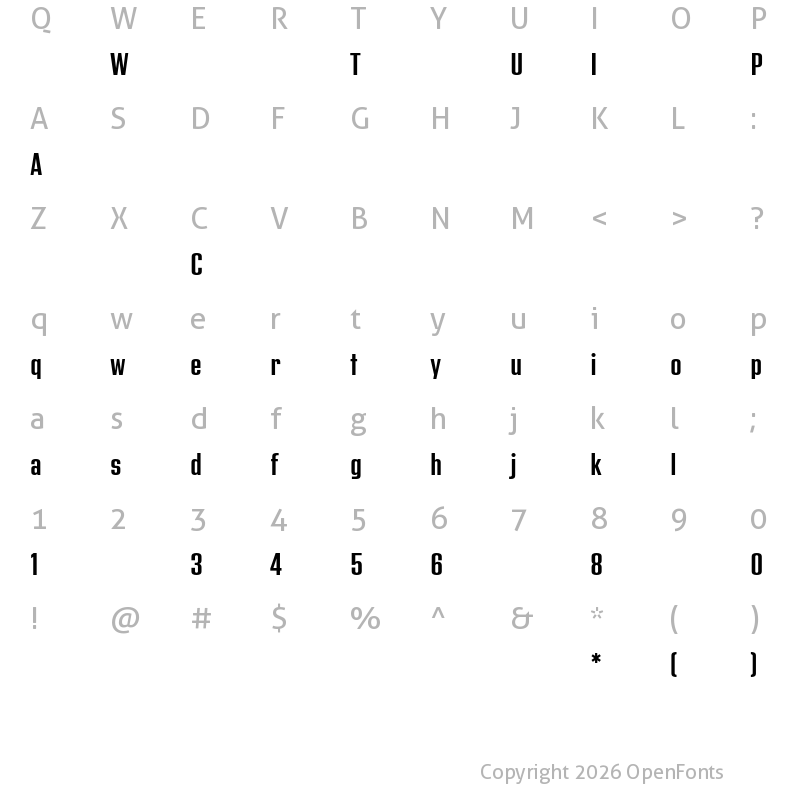Character Map of AddressSansPro-CdSemibold ?