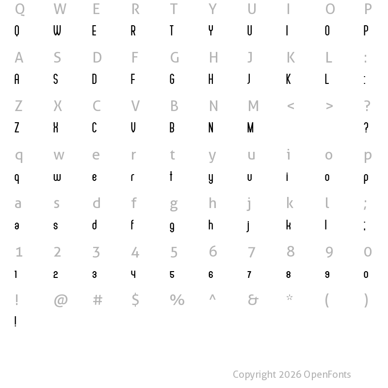 Character Map of Adelino Regular