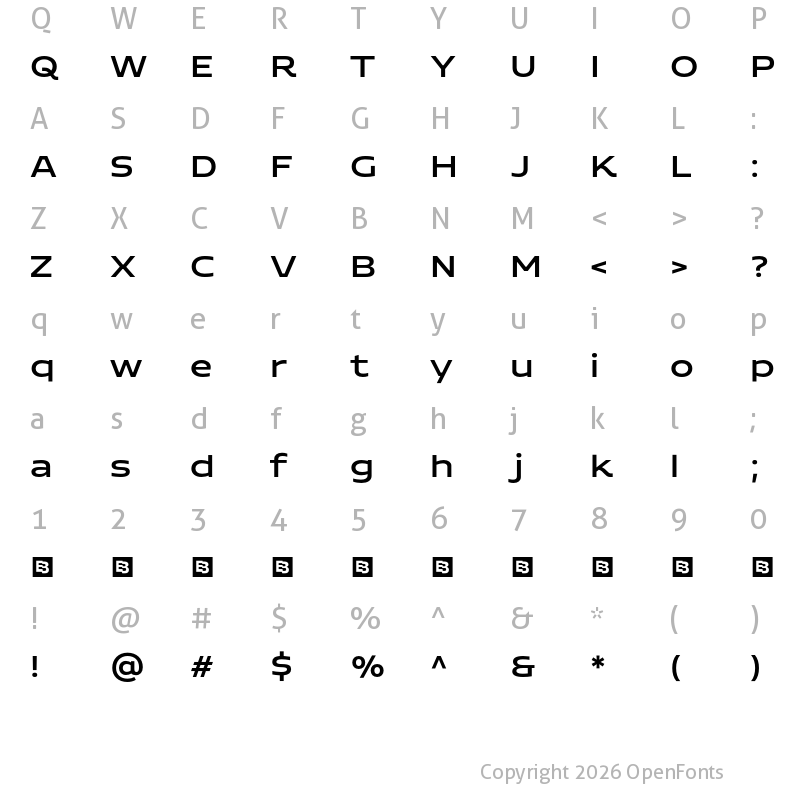 Character Map of Adero Trial Medium