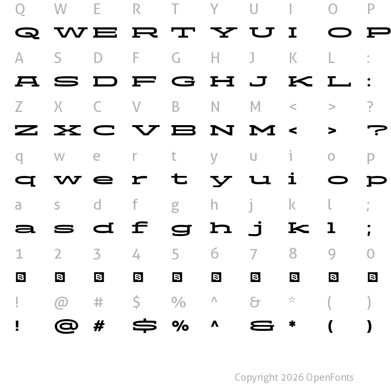 Character Map of ADEROS TRIAL Bold Stretch