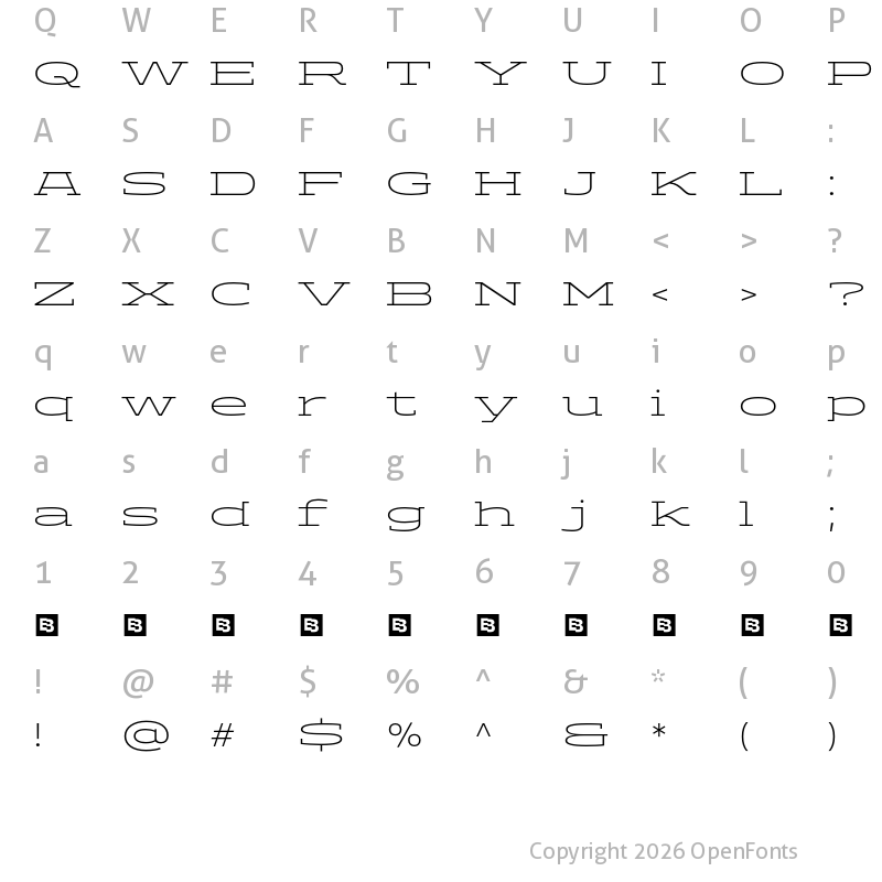 Character Map of ADEROS TRIAL Extra Light Wide