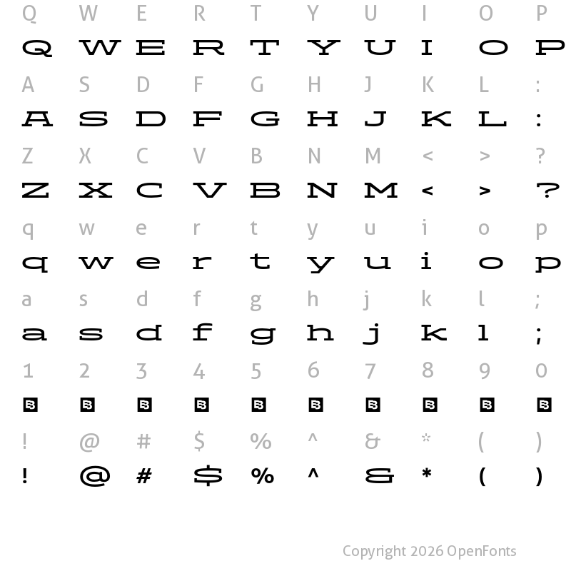 Character Map of ADEROS TRIAL Medium Wide