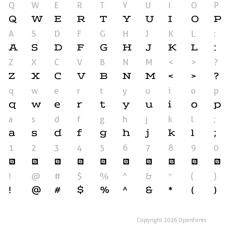 Character Map of ADEROS TRIAL Regular