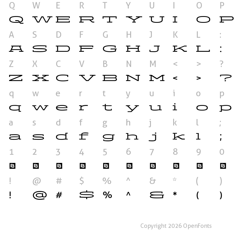 Character Map of ADEROS TRIAL Stretch