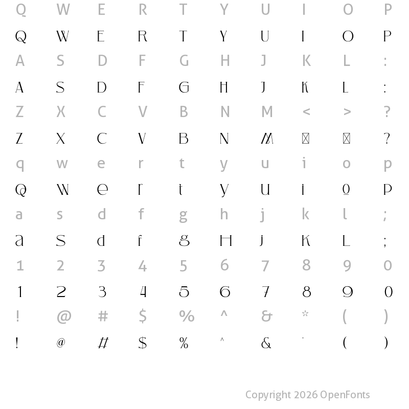 Character Map of Adevia Regular