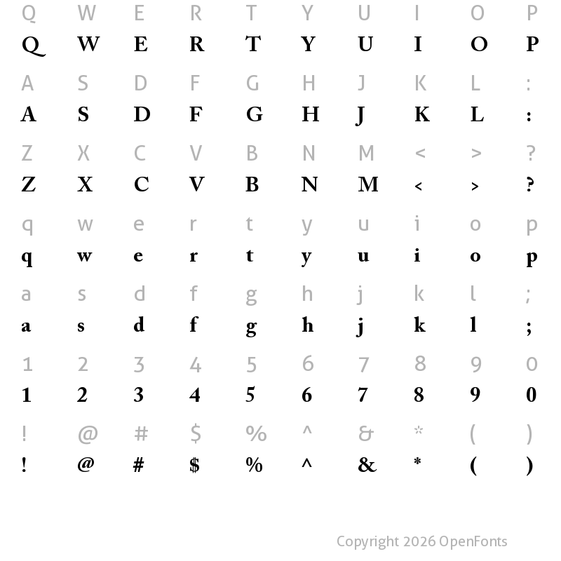 Character Map of Adobe Caslon Pro Bold