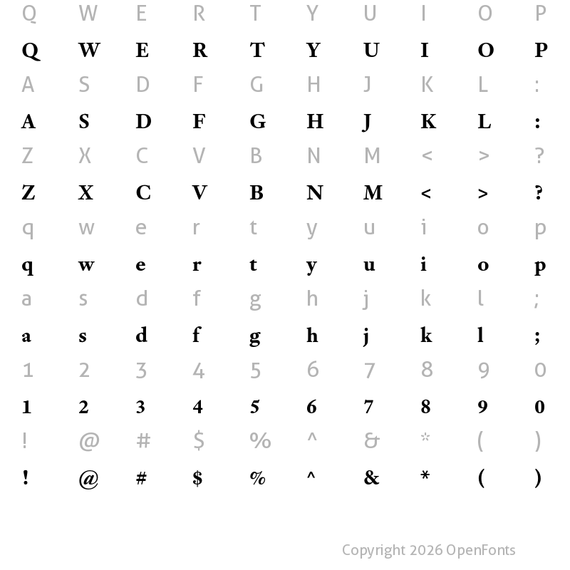 Character Map of Adobe Kis Bold