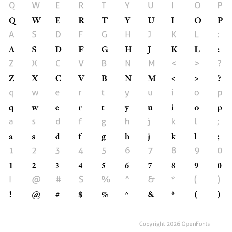 Character Map of Adobe Kis Semibold