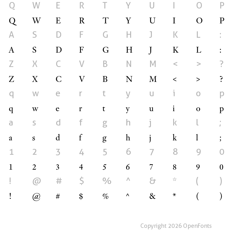 Character Map of Adobe Kis Subhead