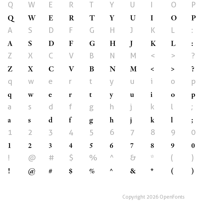 Character Map of Adobe Kis Subhead Semibold