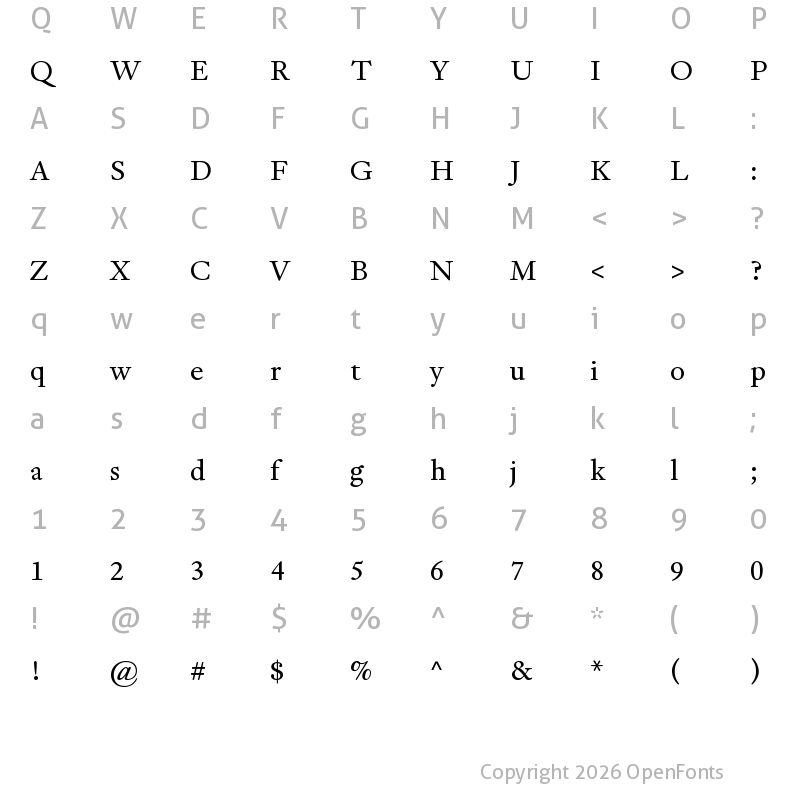 Character Map of Adobe Kis VF Default Roman