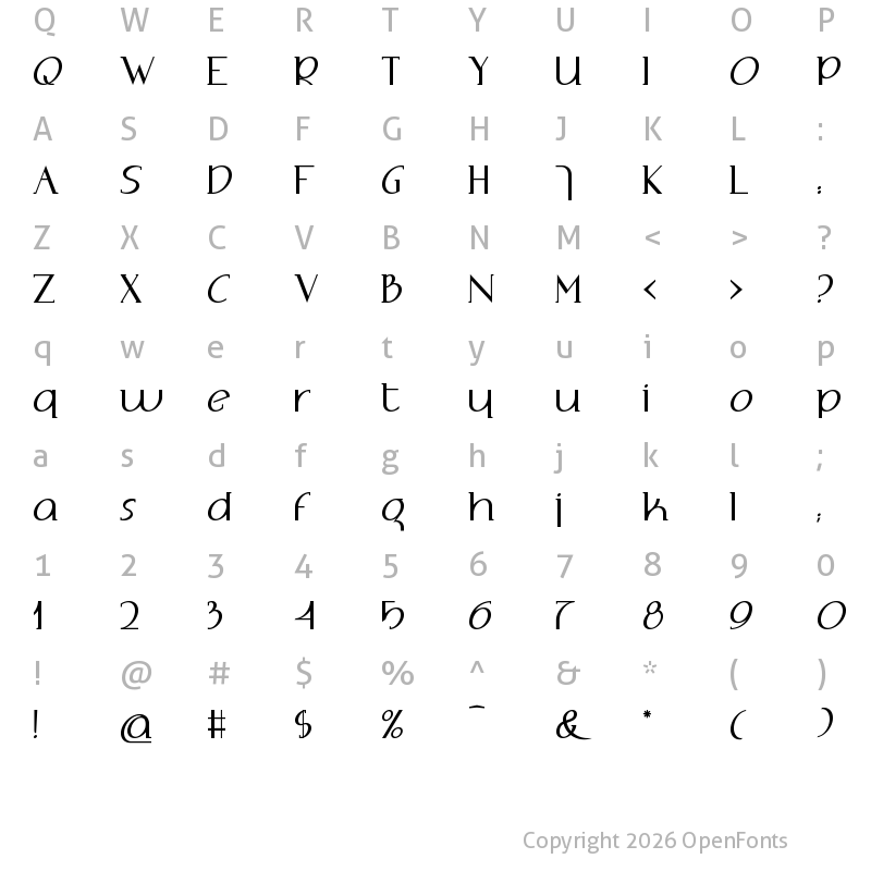 Character Map of Adolphus Serif Regular