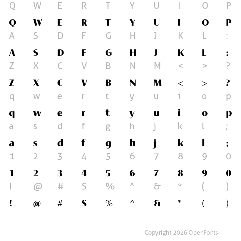 Character Map of Ador Hairline Black