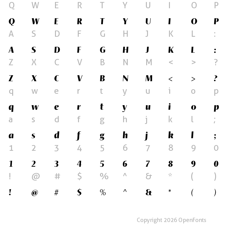 Character Map of Ador Hairline Black-Italic