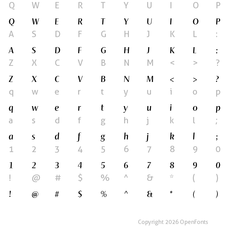 Character Map of Ador Hairline Bold-Italic