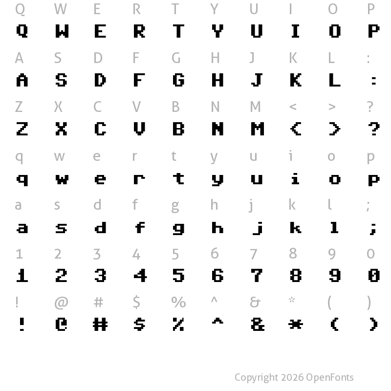 Character Map of Adore64 Regular