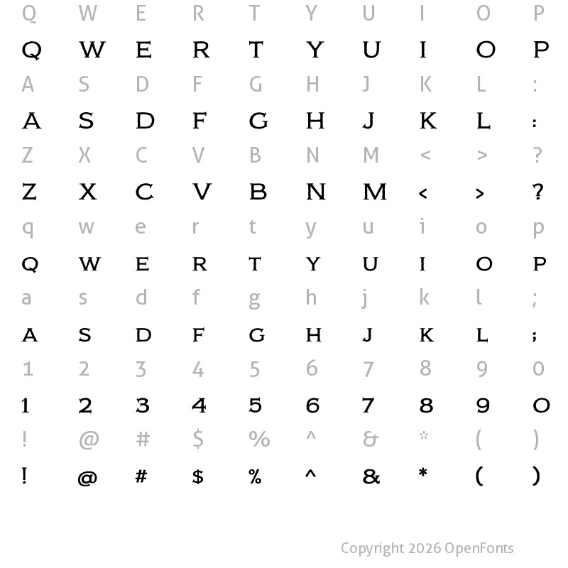 Character Map of Adorn Copperplate Regular