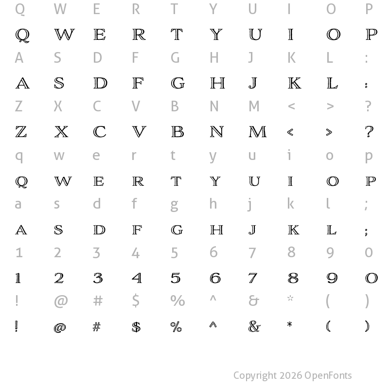 Character Map of Adorn Engraved Expanded Regular