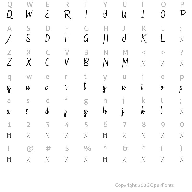 Character Map of Adrenalines Demo Regular