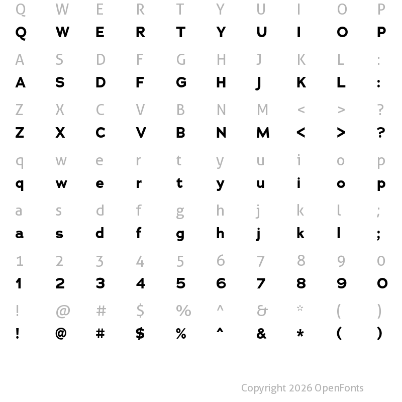 Character Map of Adrianna Bold