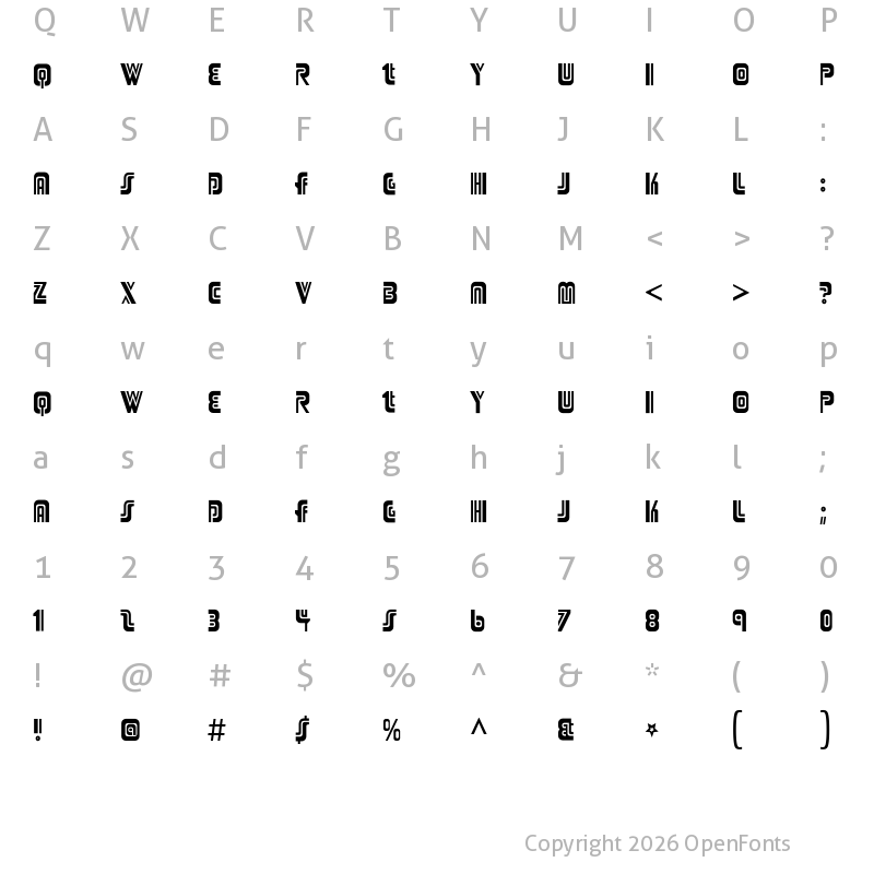 Character Map of Adriator Regular