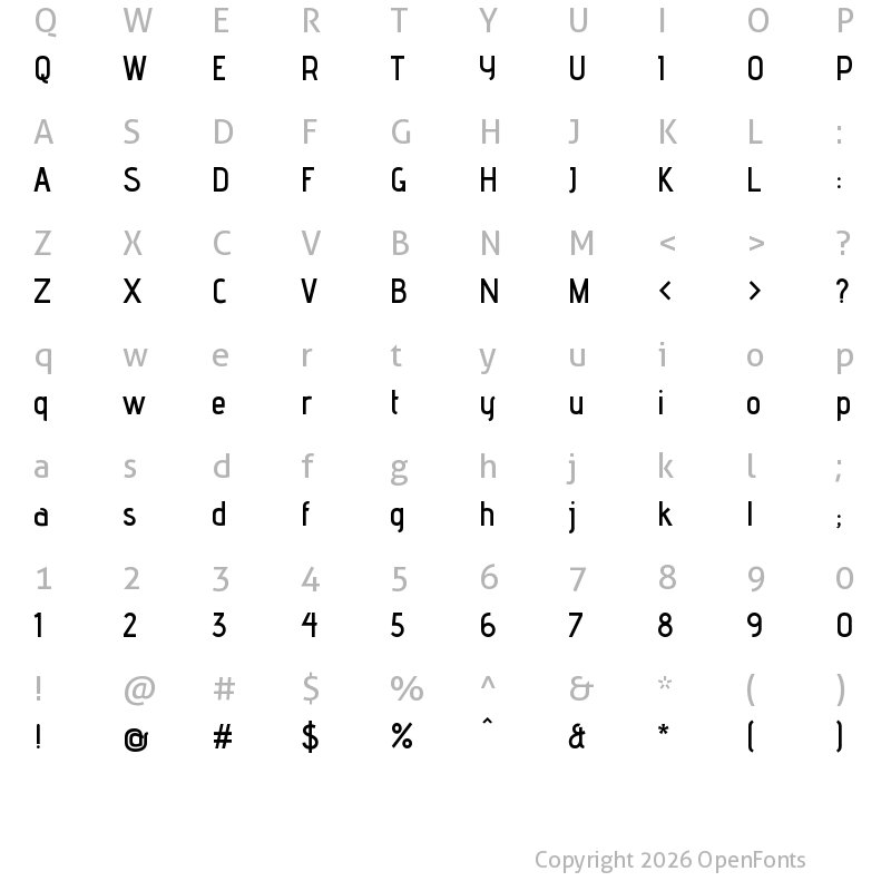 Character Map of advent Bold2