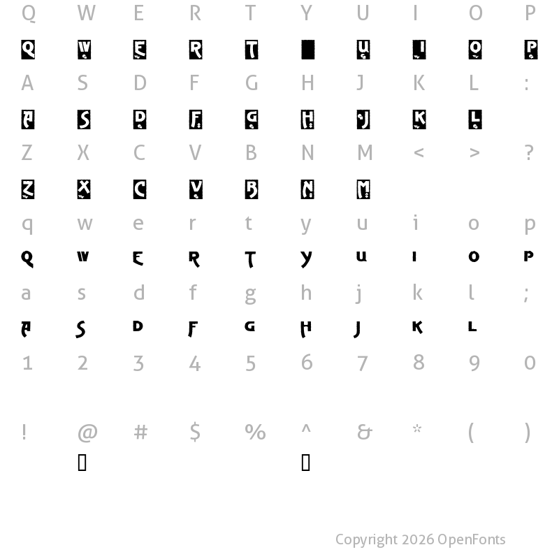 Character Map of Advertising Gothic Demo Regular
