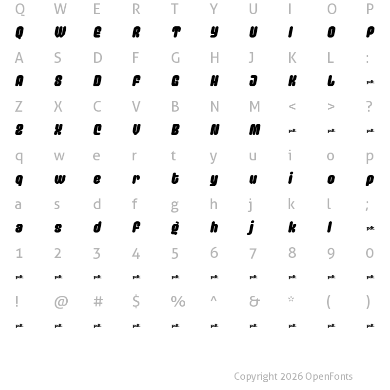 Character Map of AENOS Italic