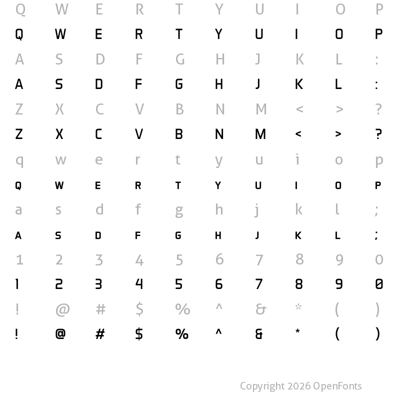 Character Map of Aero Matics Display Regular
