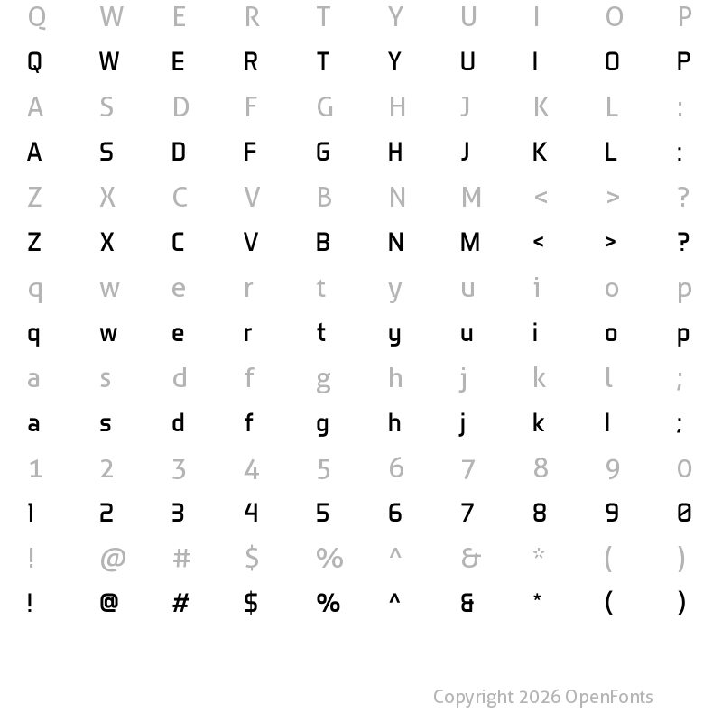 Character Map of Aero Matics Regular