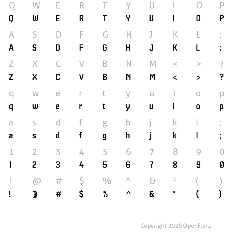 Character Map of Aero_03 Regular