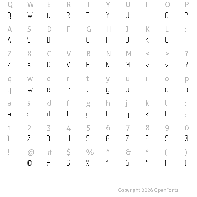 Character Map of Aeroflight Regular