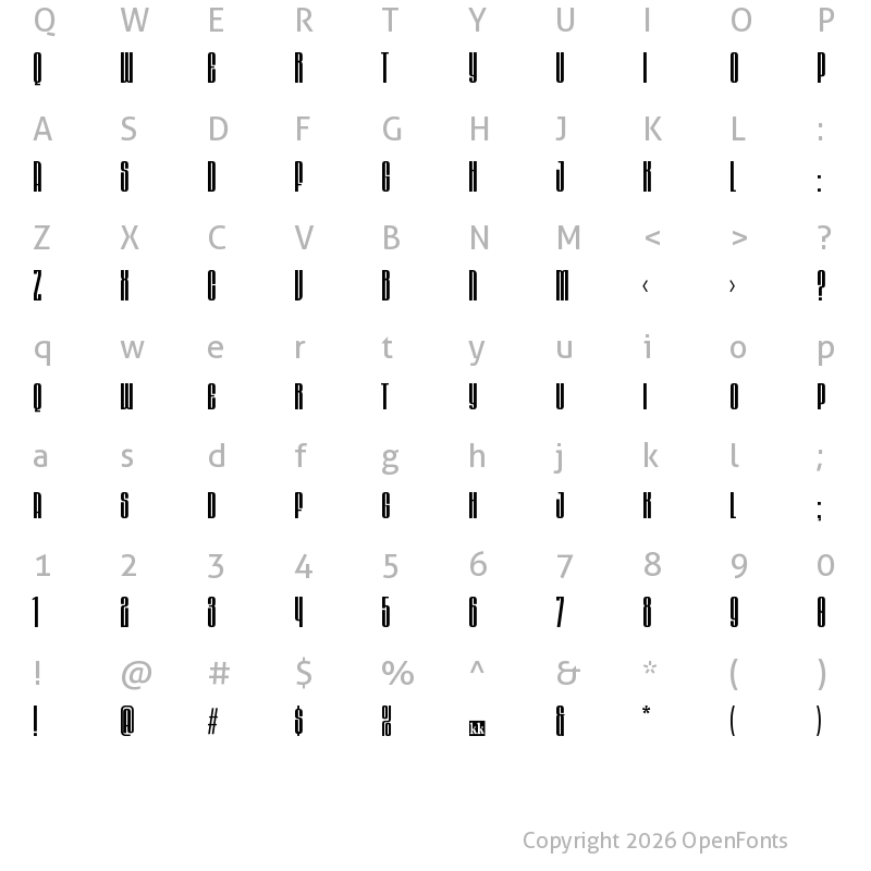 Character Map of Aeroxys Regular
