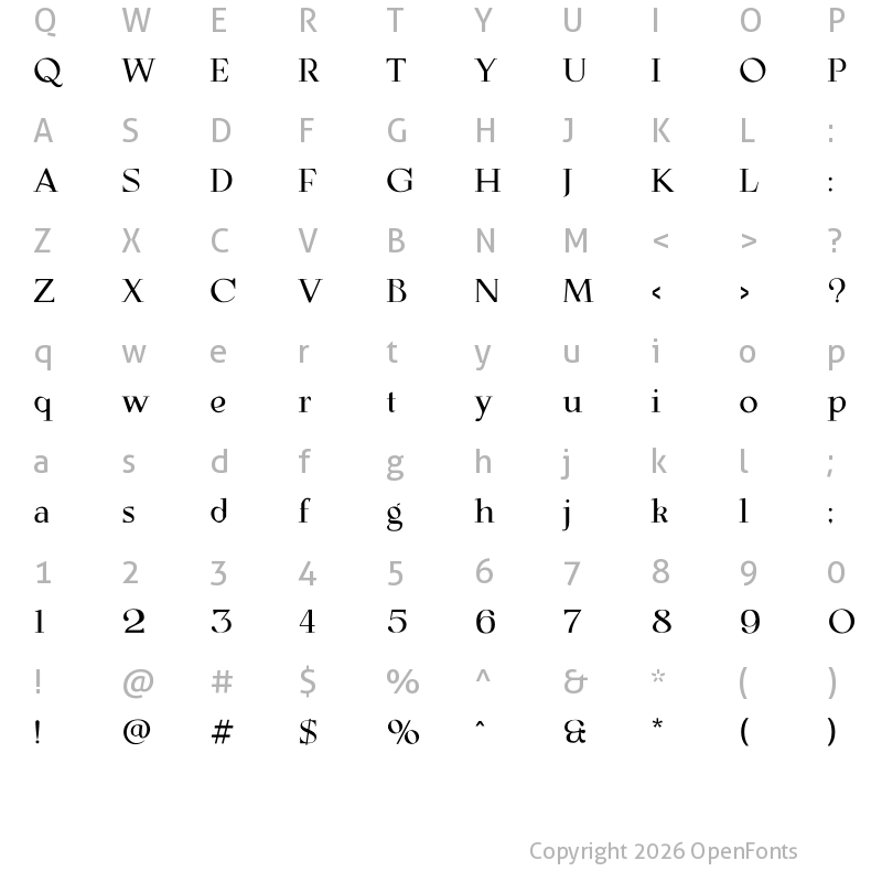 Character Map of Aesthetic Beauty CF Regular