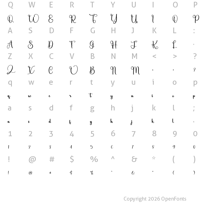 Character Map of Affection Regular