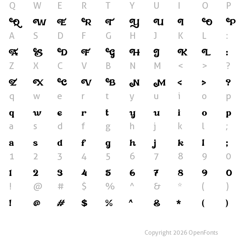Character Map of Affistory Regular