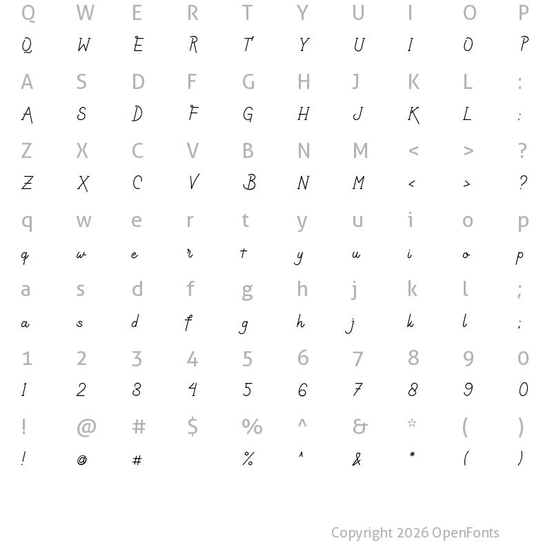 Character Map of Affriel Regular
